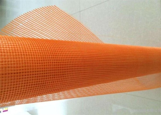 110g 10x10mm Orange Color Fiberglass Mesh With Glass Coating For Wall Material